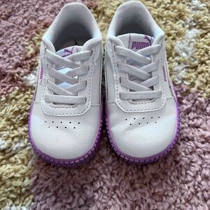 Puma Toddler White and Purple Sneakers Size 5